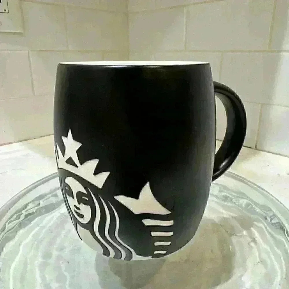 Starbucks Coffee Mug Mermaid Logo Black Ceramic